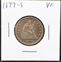 1877S seated liberty quarter