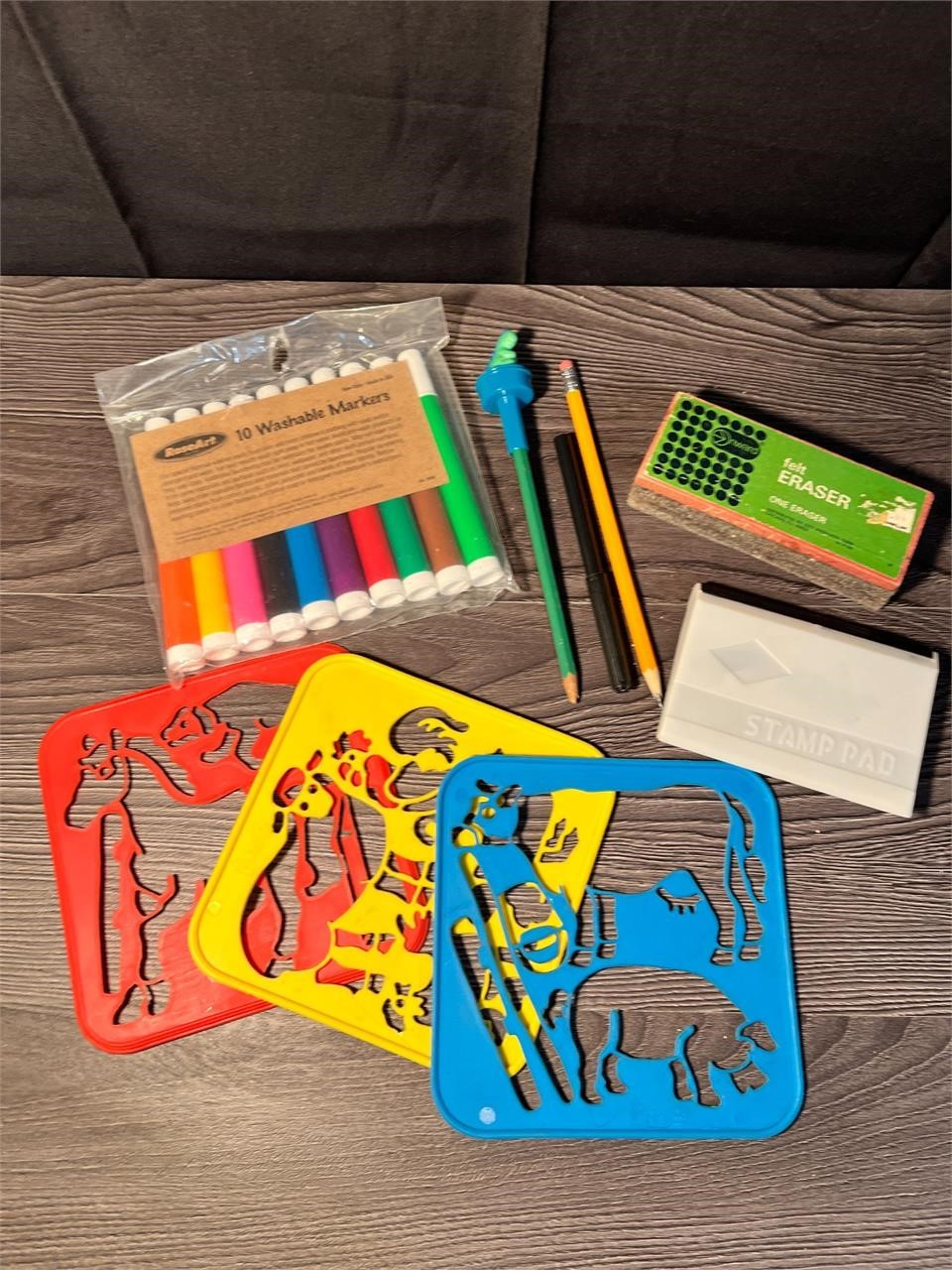 Washable Markers, Colorforms, Eraser