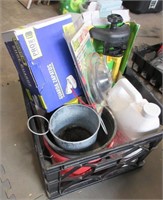 Crate of Assorted Items Sprinkler, Buckets, ect.