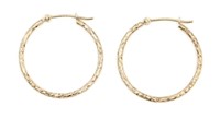 10 Kt Yellow Gold Diamond Cut Hoop Earrings