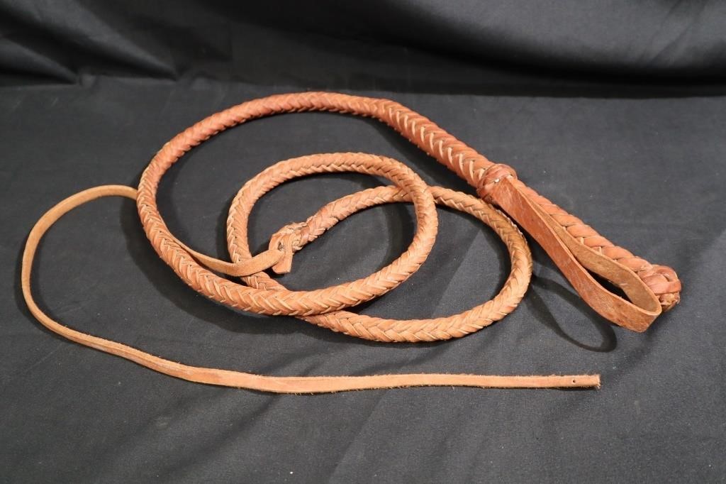 Large leather woven whip