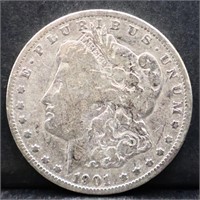 1901O Morgan silver dollar