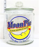 Glass round Moon Pie canister w/ glass lid