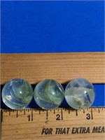 3-Clear Green Swirl Marbles -1 inch each