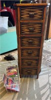 Wicker 6 drawer stand and wire basket &