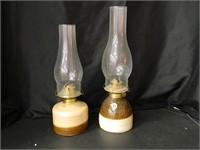 2 Risdon MFG Company Crock Oil Lamps