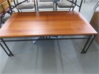 metal frame wood top table