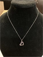 18" necklace w/heart pendant .925 both