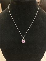 18" necklace w/ pink quartz .925