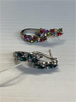 2 pairs of earrings w/ multi color gemstones