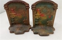 Cast-iron bookends Holland scene 5 inches