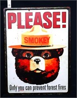 Metal Smokey Bear Please! sign