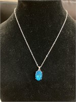 18" necklace w/ large blue topaz