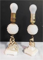 2 Vintage Milk Glass Matching Lamps