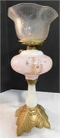 Vintage Oil Lamp w/ frosted Lamp Shade
