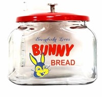 Square glass Bunny Bread canister