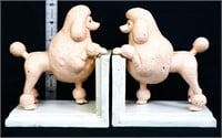 Pair cast iron pink poodle bookends