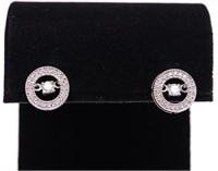 Pair genuine diamond circle earrings