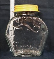 Glass peanut butter jar w/ lid