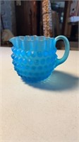 Small blue hobnail pitcher