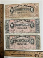 2-5 Pesos and 1-20 Pesos Bills From Chihuahua