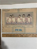 1936Cacoosing Diary Calendar The Dionne Quintuplet