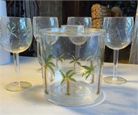 Palm tree ice bucket and glasses, and more