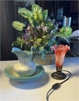 Bowl and pitcher, floral arrangement and flower
