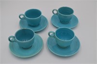 Lot of 4 Early Fiesta Cup & Saucer Sets - Blue