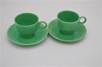 Lot of 2 Early Fiesta Cup & Saucer - Green