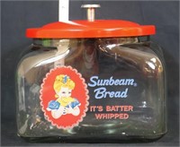 Square glass Sunbeam Bread canister