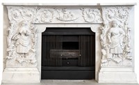 Gilded Age Carved Marble Fireplace Surround