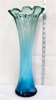 Blue 16in glass vase
