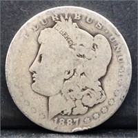 1887O Morgan silver dollar