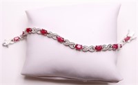 6CT GENUINE RUBY AND DIAMOND TENNIS BRACELET