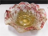Clear Glass w/Red Ruffled Bowl