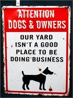 Metal Attention Dogs & Owners sign