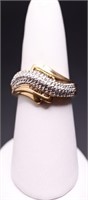 Diamond wave dinner ring