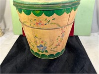 PAINTED WOODEN BUCKET WITH LID 1954