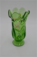 Hand Painted Green Vase Artist Signed