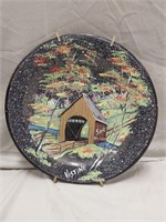 Painted Enamel Metal Decorative 10" Plate