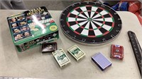 Dart board cards and poker set