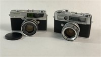 Vintage Yashica Lynx-5000 and Petri 7s SLR Cameras