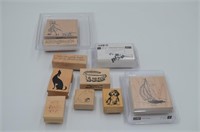 Lot of 10 Misc Wood Stamps