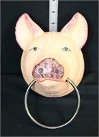 Cast iron pig face towel ring