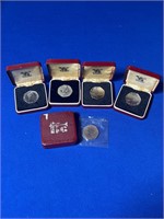 (5) 1973 Elizabeth II 50 Pence Coins