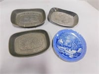 Vintage Plate Japan, 4 Pewter (?pewter) Plates