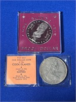 (2) First Edition Cook Island Proof Dollars