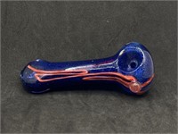 Blue Red striped Glass Pipe