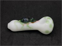 White and Green Polka Dot Lizard Glass Pipe